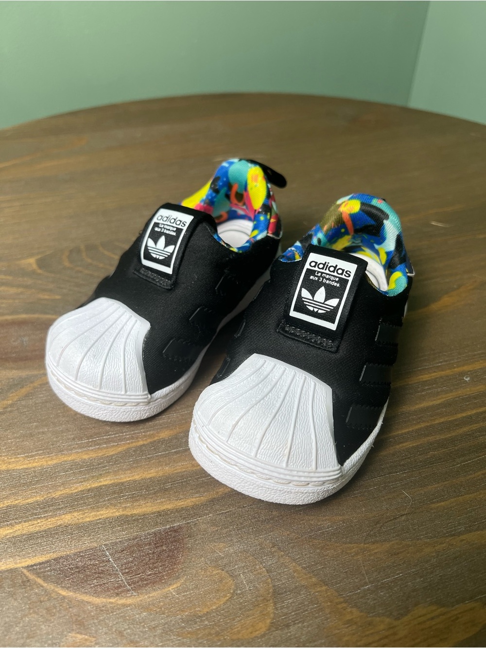 Adidas Superstar 360 Black White Slip On Toddler Shoes Size 5K Fitfoam Ortholite - Picture 3 of 9